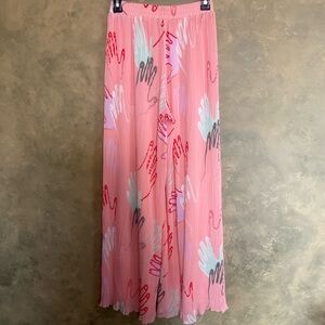 Storm & Marie Jayla Abstract Hand Graphic Fine Pleat Wide Leg Pants